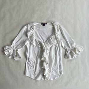 Ralph Lauren Collection Purple label White Ruffled Blouse Women’s Size S-M